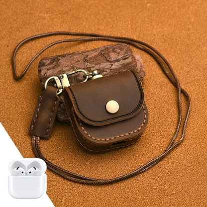 Genuine Leather AirPods Case with Lanyard