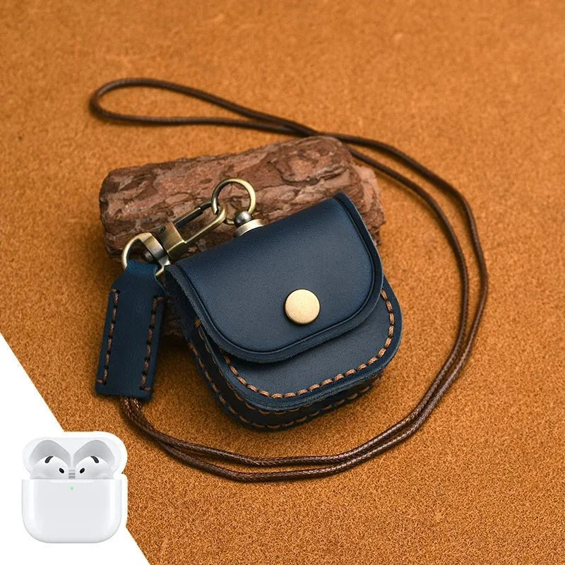 Genuine Leather AirPods Case with Lanyard